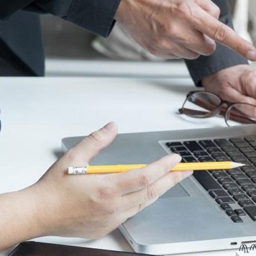 Successful corporation of young business team.