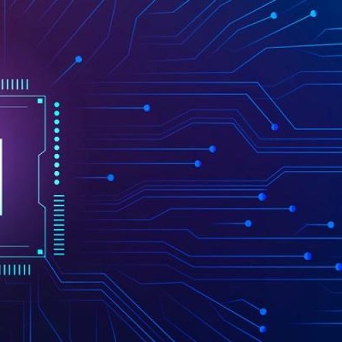 AI technology microchip background digital transformation concept