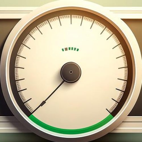 Speedometer icon indicating speed, flat, conceptual minimalism.
